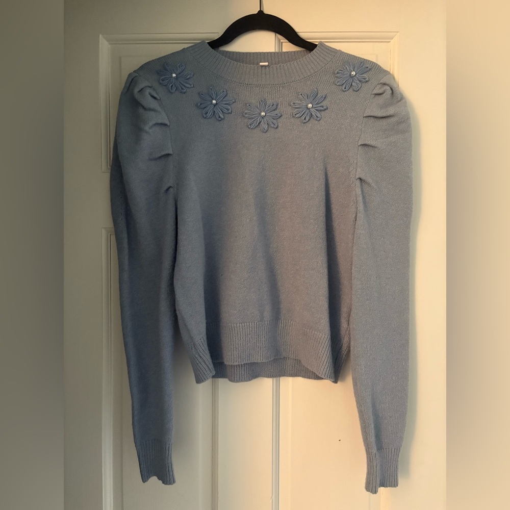 Nanette Lepore Light Blue Floral Sweater